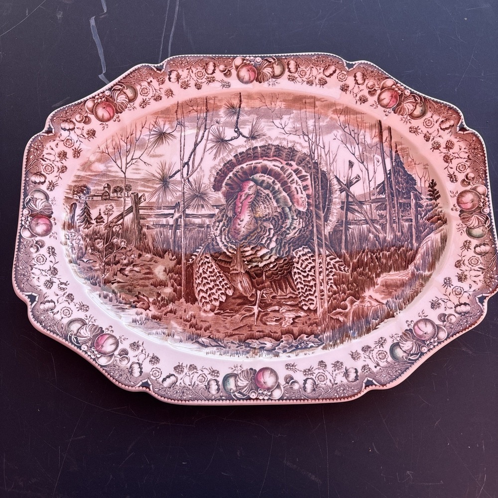 Johnson Brothers His Majesty Turkey 20" Platter Thanksgiving England EUC Bros
